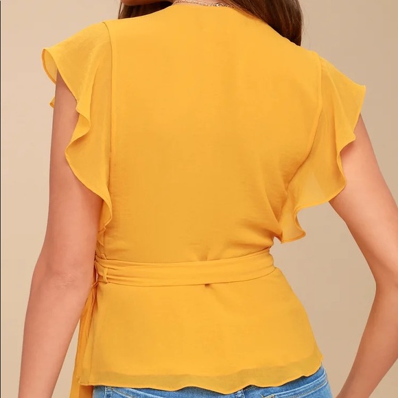 Mustard Yellow Wrap Top - Picture 2 of 4